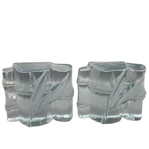 Pair‎ of Vintage  Blenko Glass Bamboo Bookends MCM
